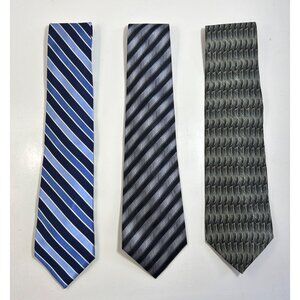 Men Silk Ties Set Of 3 - Classic Stripes & Geometric Patterns